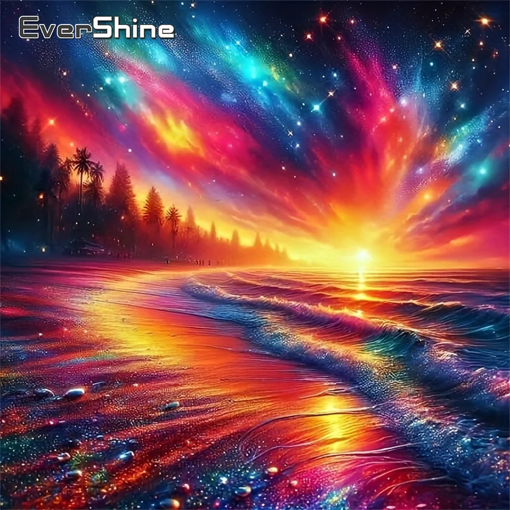 Evershine Diamant-Mosaik Meereslandschaft Vollquadrat-Drill-Gemälde Strass-Kreuzstich-Set Mosaik Sternenhimmel Heimdekoration