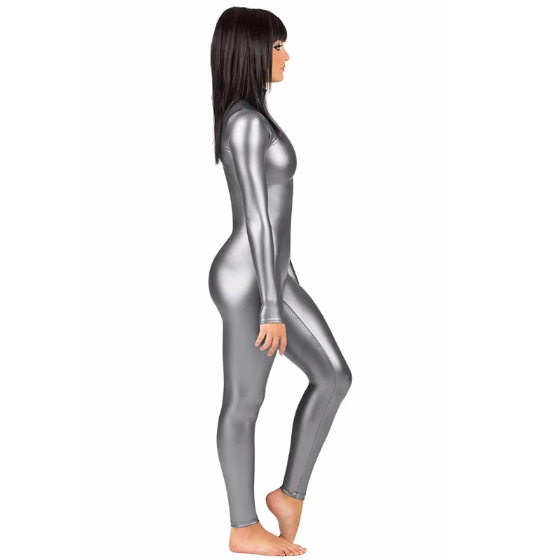 Người Lớn Womans Spandex Kim Loại Sáng Bóng Zentai Catsuit Unisex Zentai Catsuit Trang Phục Hóa Trang Halloween Chặt Bodysuit Người Jumpsuit Leotard