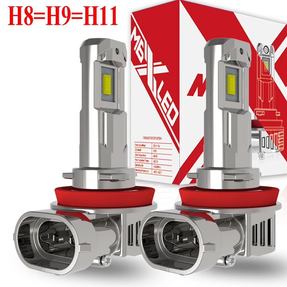 2pcs H11 H8 H9 H16 Led Canbus No Error Headlight Powerful Light No Adapter Required Car Turbo Diode Bulb White Moto Fog Lamp 12V