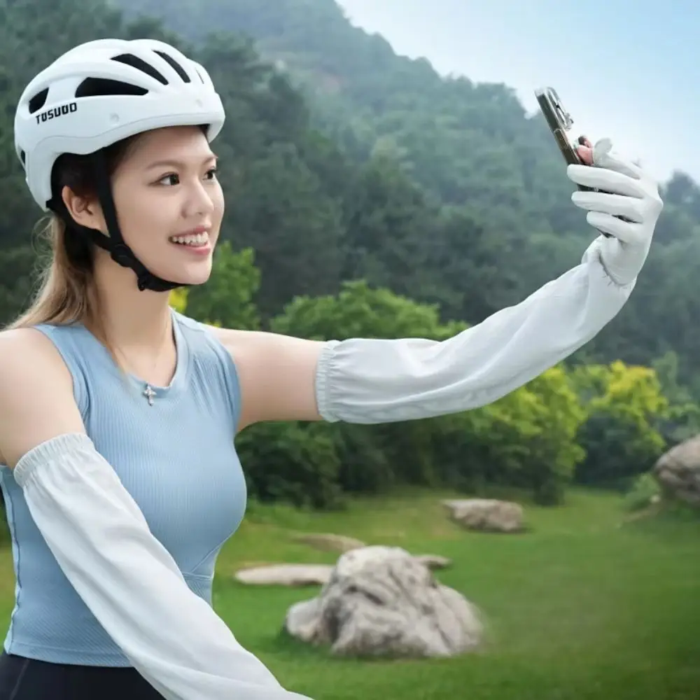 Cute Anti-UV Ice Silk Sleeves Gloves Flip-finger UV Insulation Sunscreen Sleeve Sun Protection Arm Covers Cycling Gloves Driving