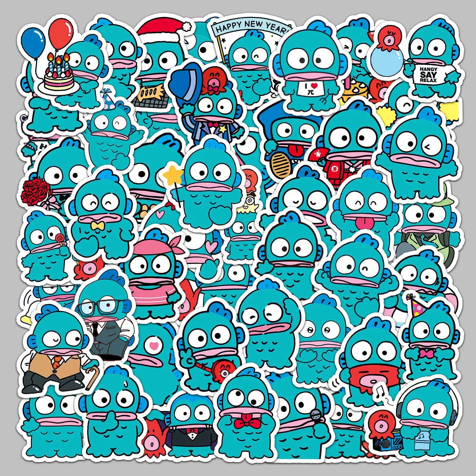 50 Pcs Sanrio Mermaid Hangyodon Cartoon Sticker DIY Creative Waterproof Sticker Notebook Laptop Bicycle Car Decoration Toys