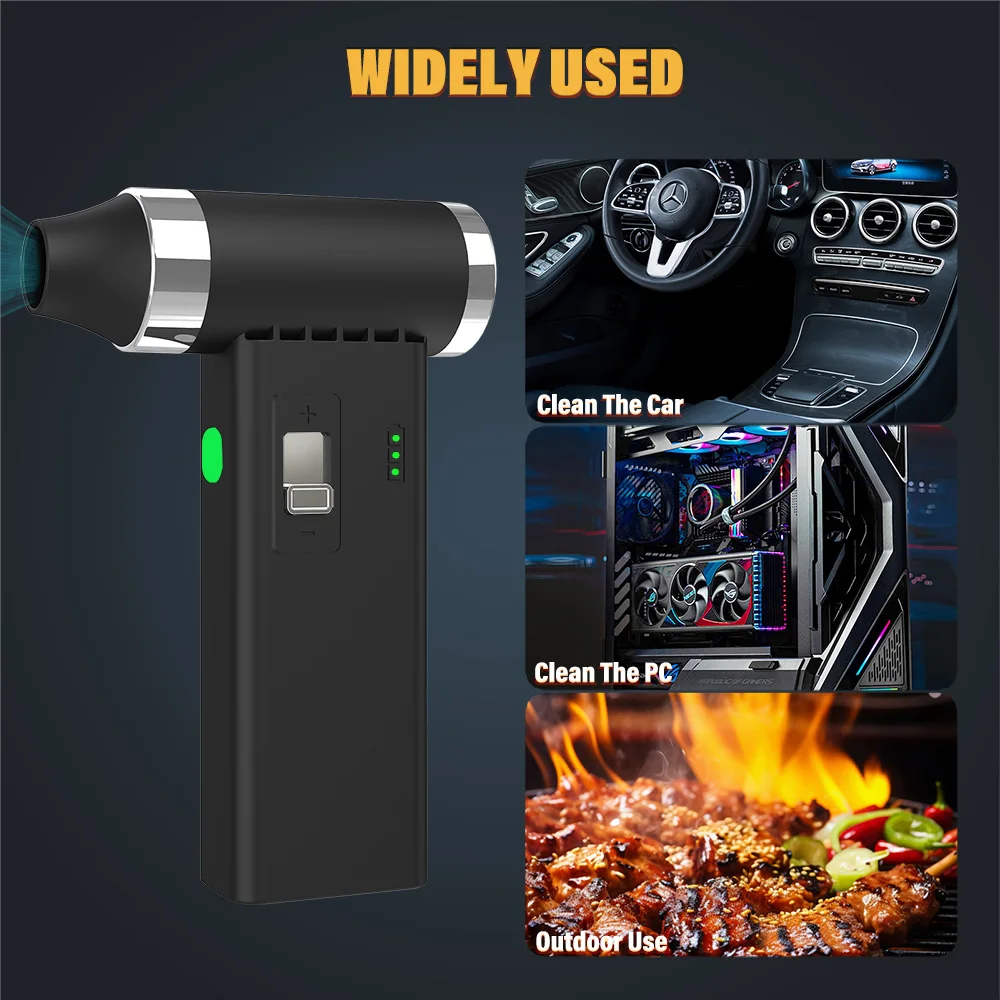 Electronic Air Duster, 0-100 Adjustable 110000RPM Rechargeable Cordless Dust Blower for Computer, Keyboard, House Cleaning