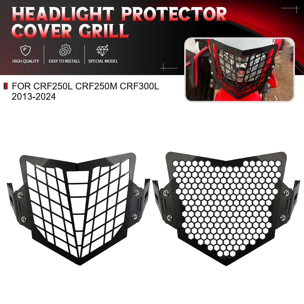 

For Honda CRF250L CRF250M CRF300L 2013-2023 2024 CRF250L/M 300L 2022 Motorcycle Headlight Head light Grill Guard Cover Protector