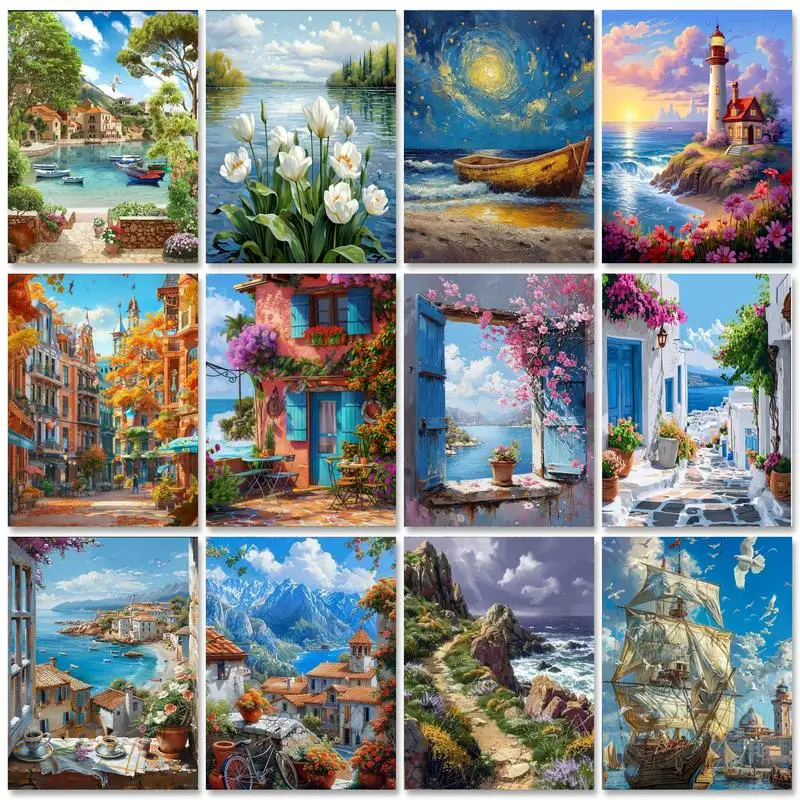 

GATYZTORY Diy Painting By Number Landscape Handpainted Acrylic Paint Crafts Diy Gift Drawing Canvas By Numbers For Home Decors