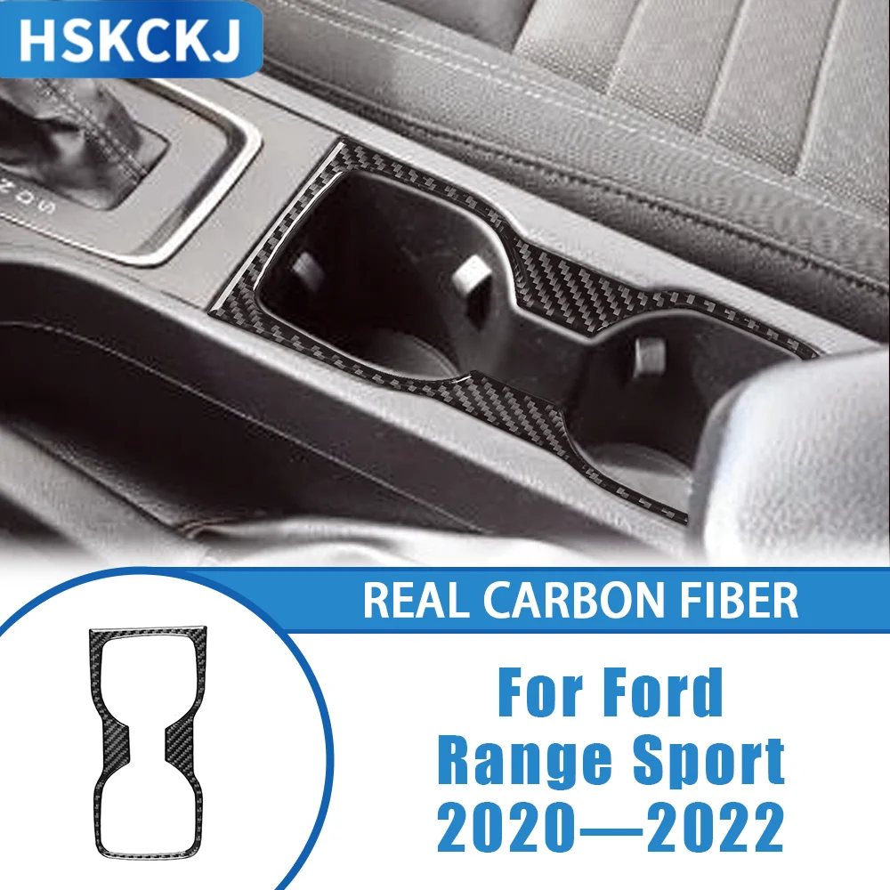

Car Accessories Carbon Fiber Interior Center Console Cup Holder Panel Cover Trim Modified Sticker For Ford Range Sport 2020—2022