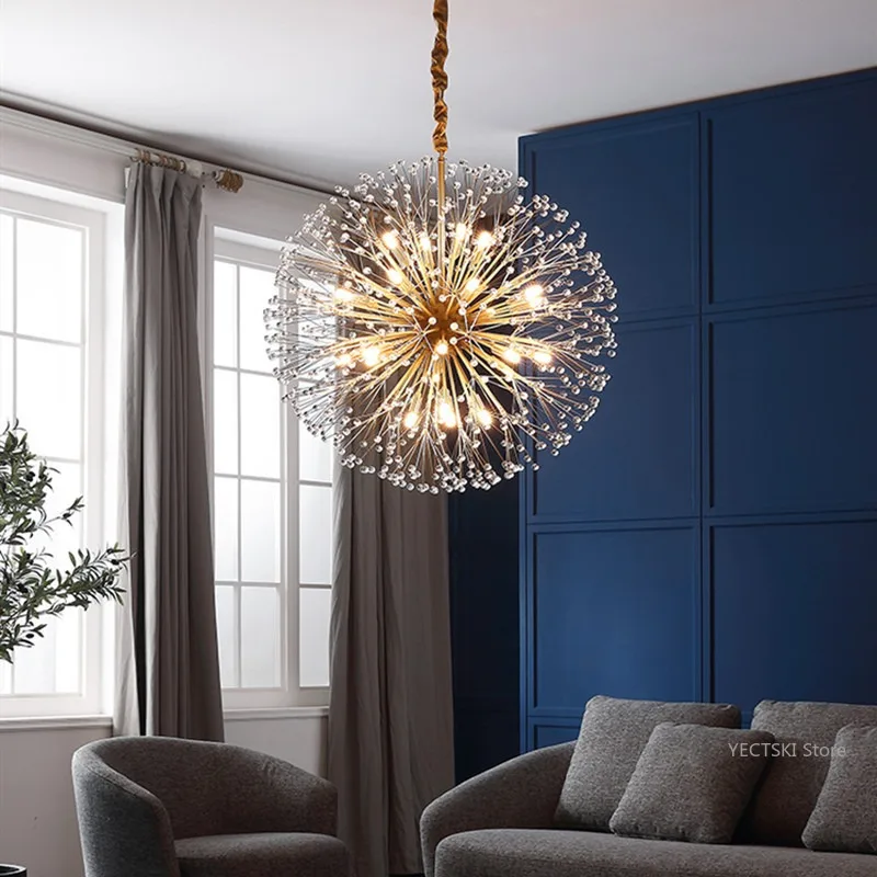 Front desk pendant light American crystal pendant light Dandelion pendant light Crystal ball Staircase