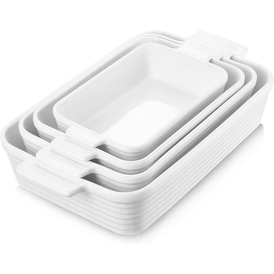 

Блюда для запекания для духовки, фарфоровая форма для выпечки из 4 предметов, прямоугольные керамические наборы форм для выпечки с ручками, сковорода для глубокой лазаньи для B