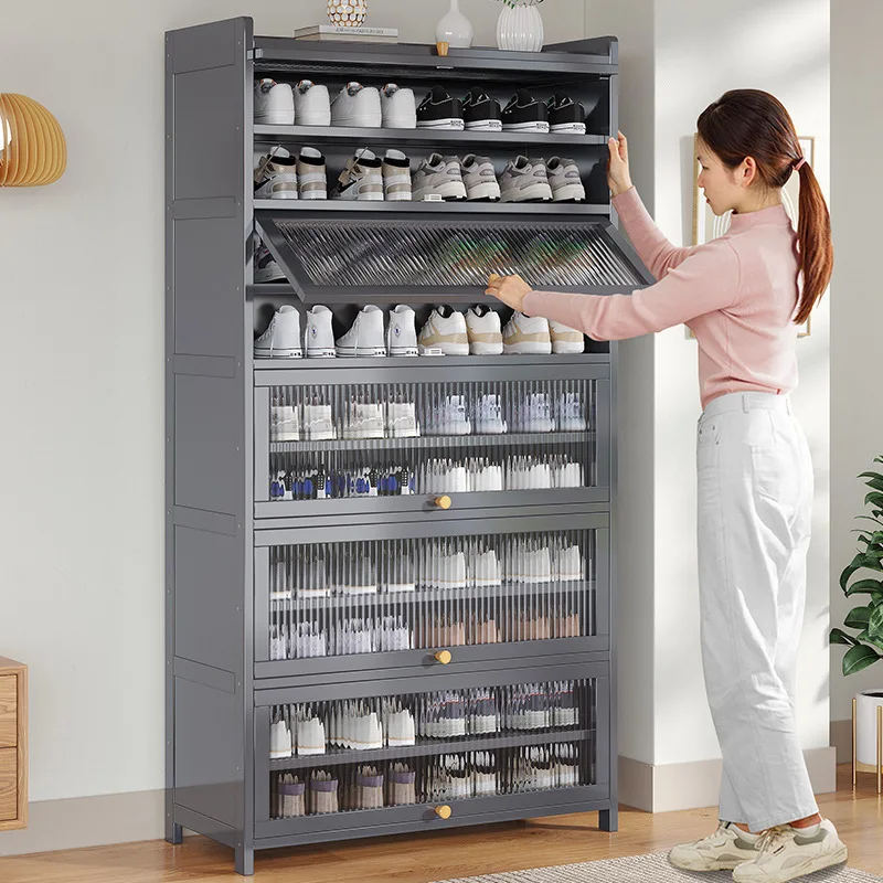 

Dust-proof folding one-pull shoe cabinet simple fully enclosed integrated cabinet shoe rack