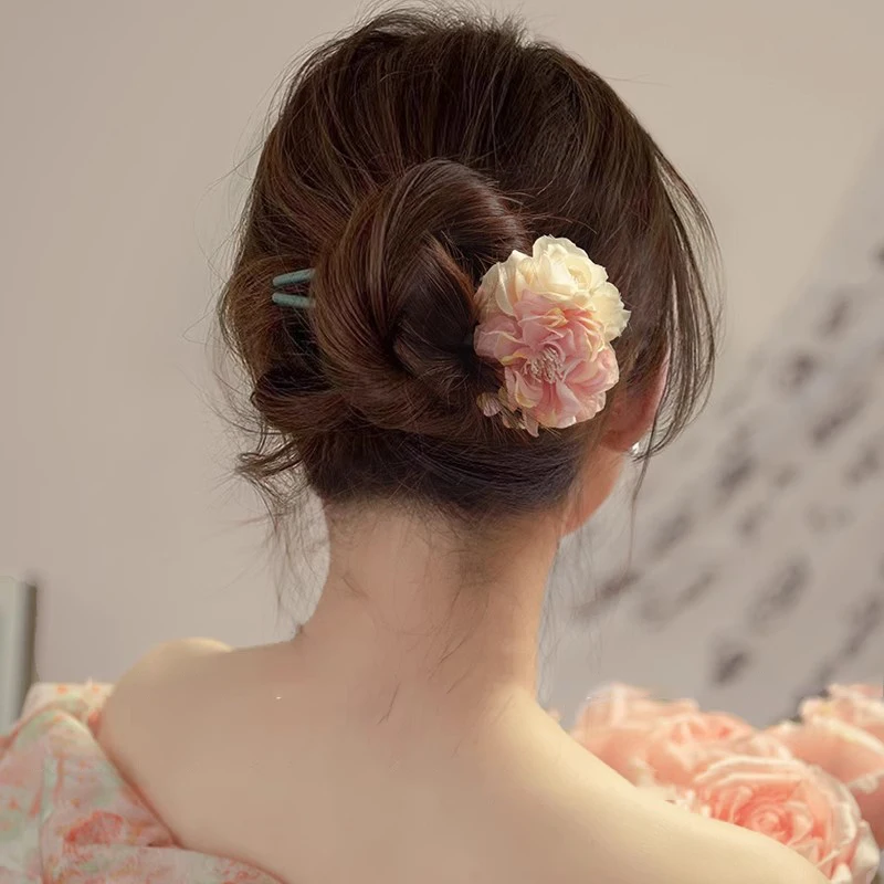 Vintage Hair Sticks U-shaped Hairpins Chinese Hanfu Wedding Hair Accessories Flower Hair Forks Girls Party Headpiece Jewelry