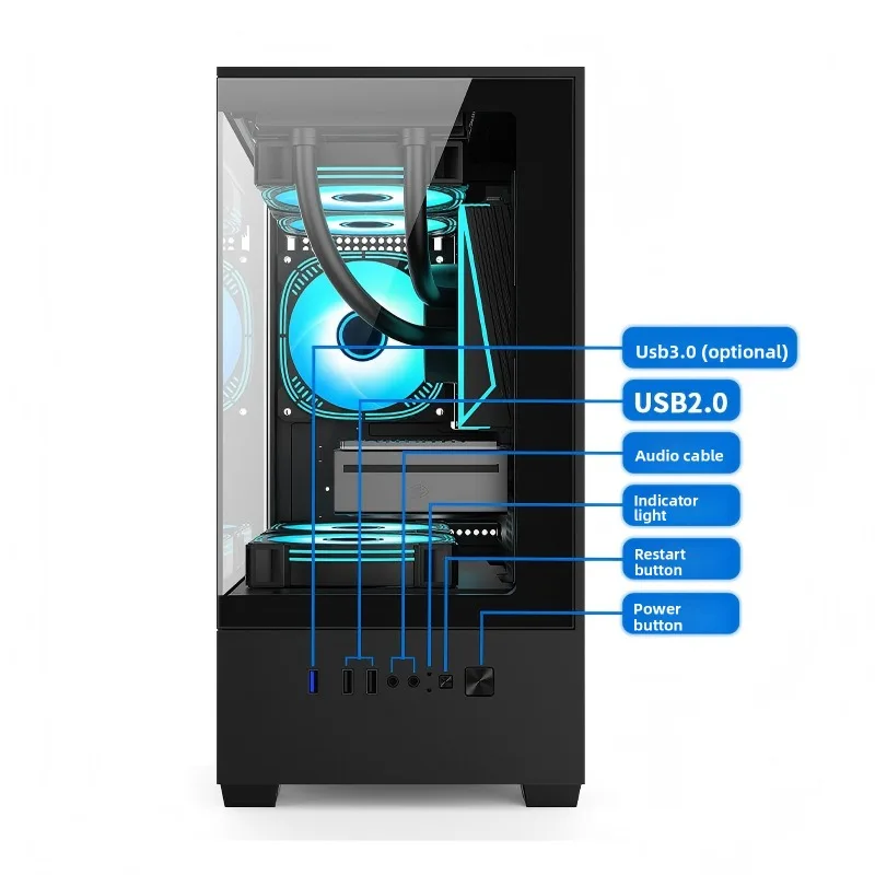 

Прозрачное шасси с видом на море, корпус настольного компьютера, настольное шасси M-ATX, поддержка 240 водяного охлаждения