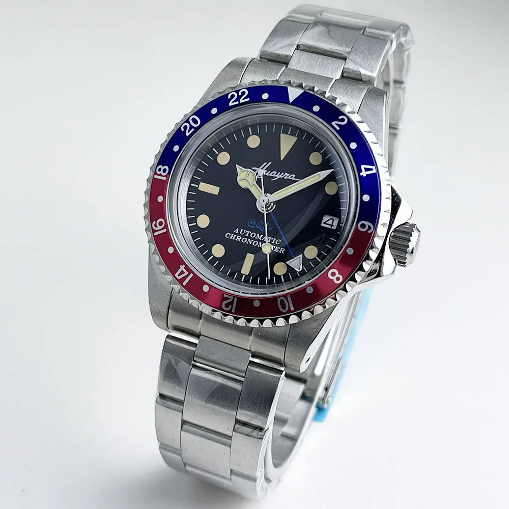 

HUAYRA Men's Watch Display Calendar 39mm Fashion Watch Stainless Steel GMT,NH34 Automatic Classic Vintage Watch