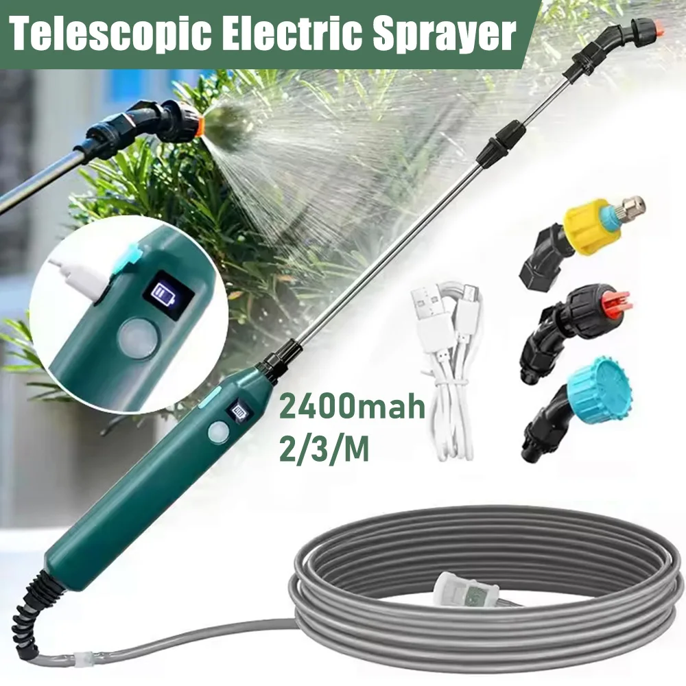 

Electric Sprayer High-Pressure Portable Electric Gardening Sprayer with 3 Mist Nozzles 2400mAh Watering Garden Irrigation Tool