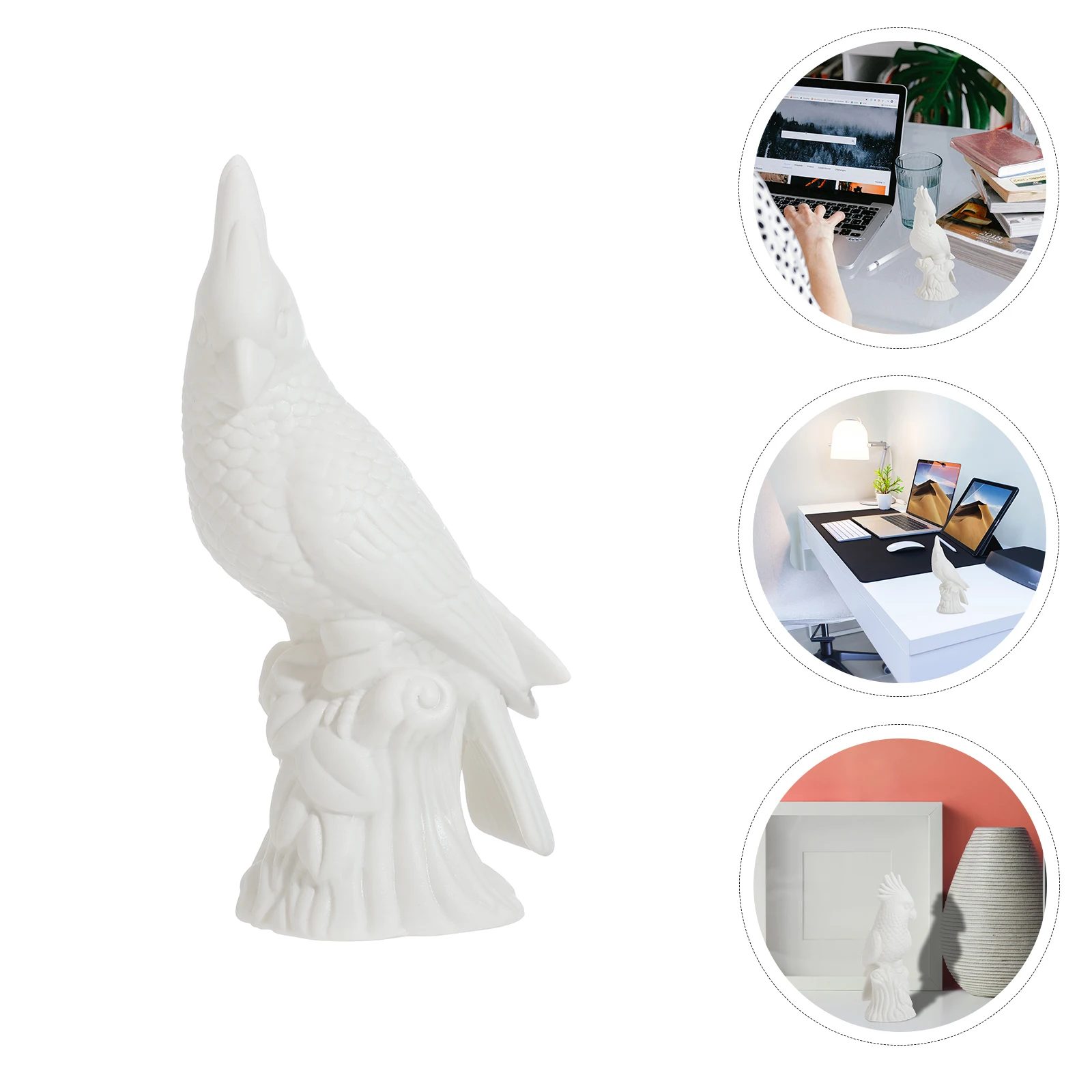 

1Pcs Ceramic Parrot Handicraft Decorative Artware Desktop Adornment White Porcelain Household Furnishing Ornament