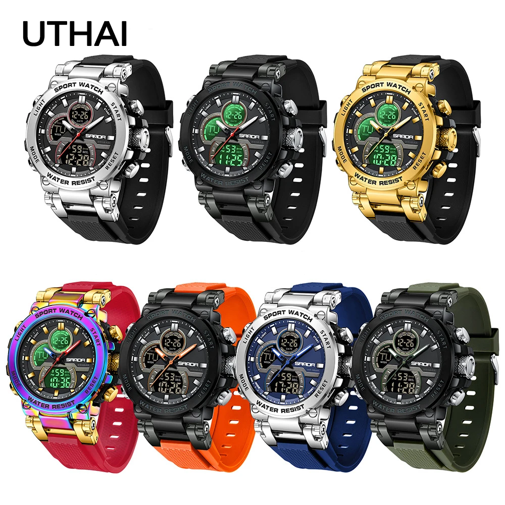 전자 시계, 맞춤형 및 트렌디한 시계, 발광 다기능 듀얼 디스플레이, 남성용 고급 선물 시계