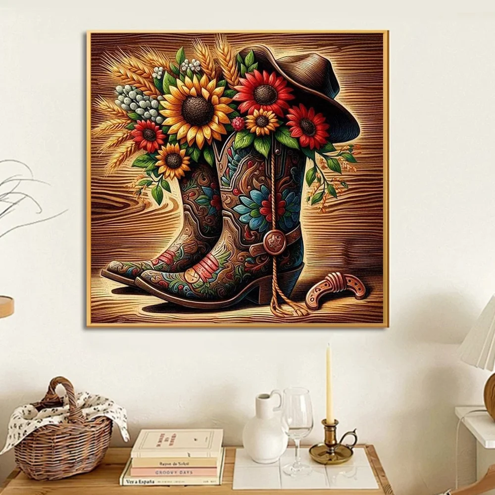 Huacan DIY Diamond Mosaic Cartoon Full Square Round Drill Painting Flower 5d Embroidery Shoes Home Decor Handmade Gift Craft Kit