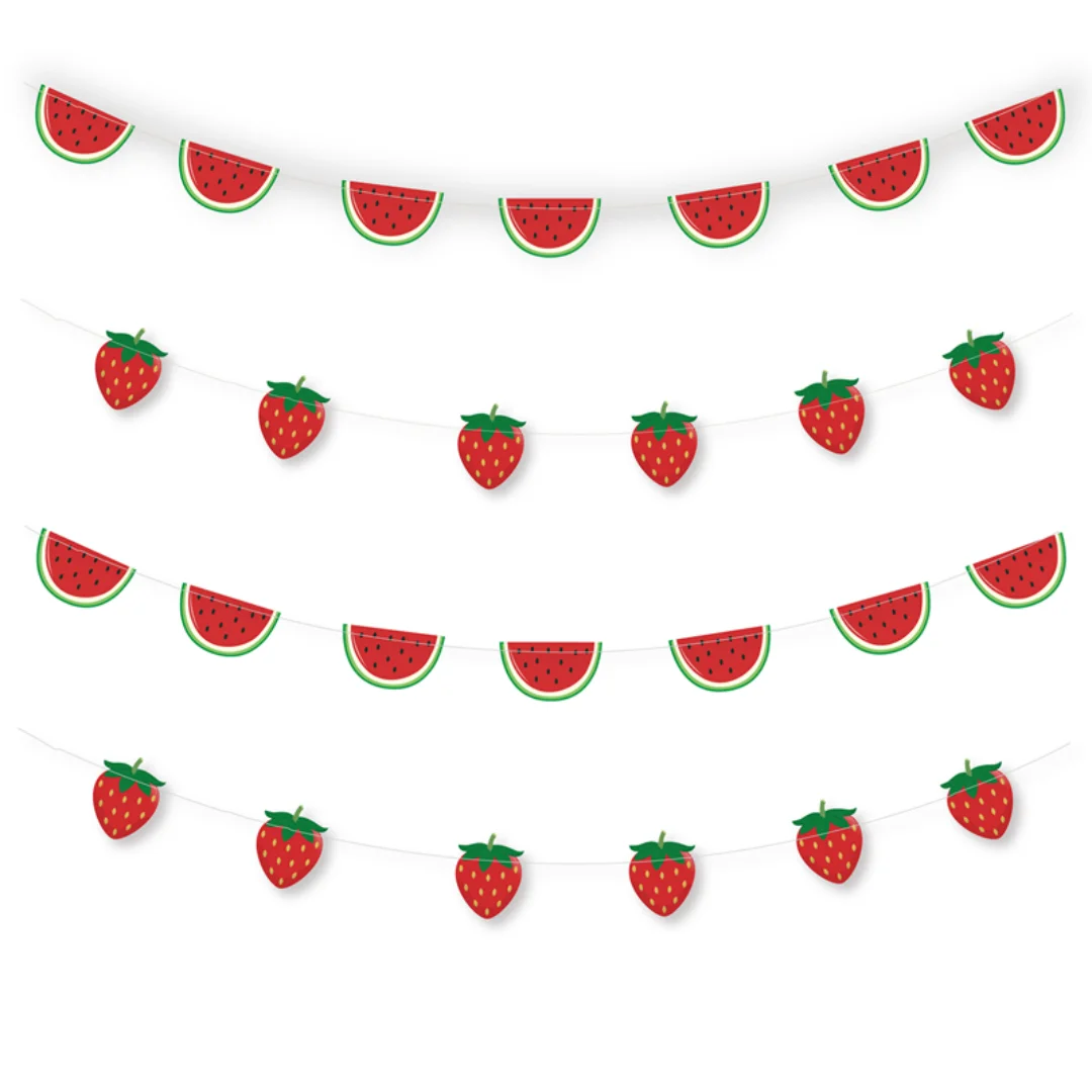 Watermelon Garlands Summer Watermelon Dwarf Banner Hawaiian Fruits Swirls Pendants Tropical Beach Happy Birthday Party Decor