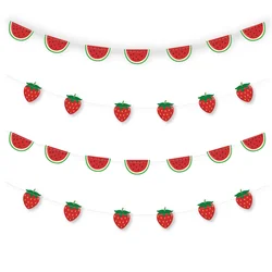 Watermelon Garlands Summer Watermelon Dwarf Banner Hawaiian Fruits Swirls Pendants Tropical Beach Happy Birthday Party Decor