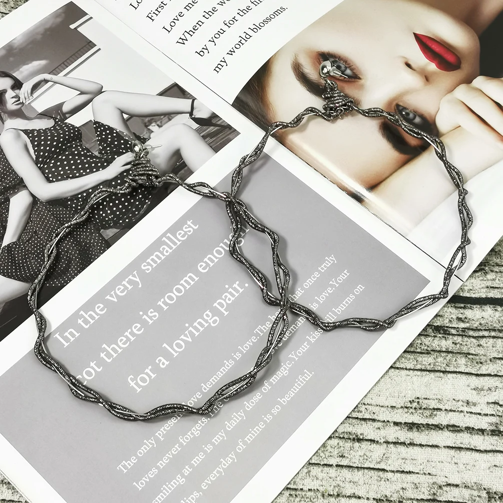 MANILAI Oversize Rope Around Stainless Steel Wire Earrings For Women Handmade Jewelry 12cm Big Hoop Drop Dangle Earring Bohemian