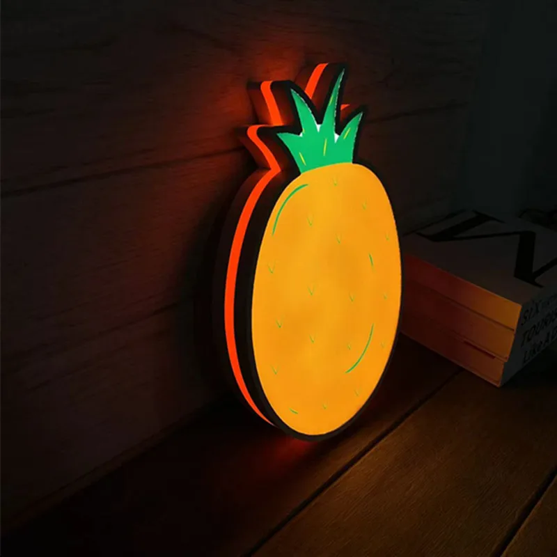 Fruit Logo LED Lightbox Sign for Milk Tea Store or Fruit Shop Business Decor Wall Art Nightlight 3D Print Gift Desktop Lights