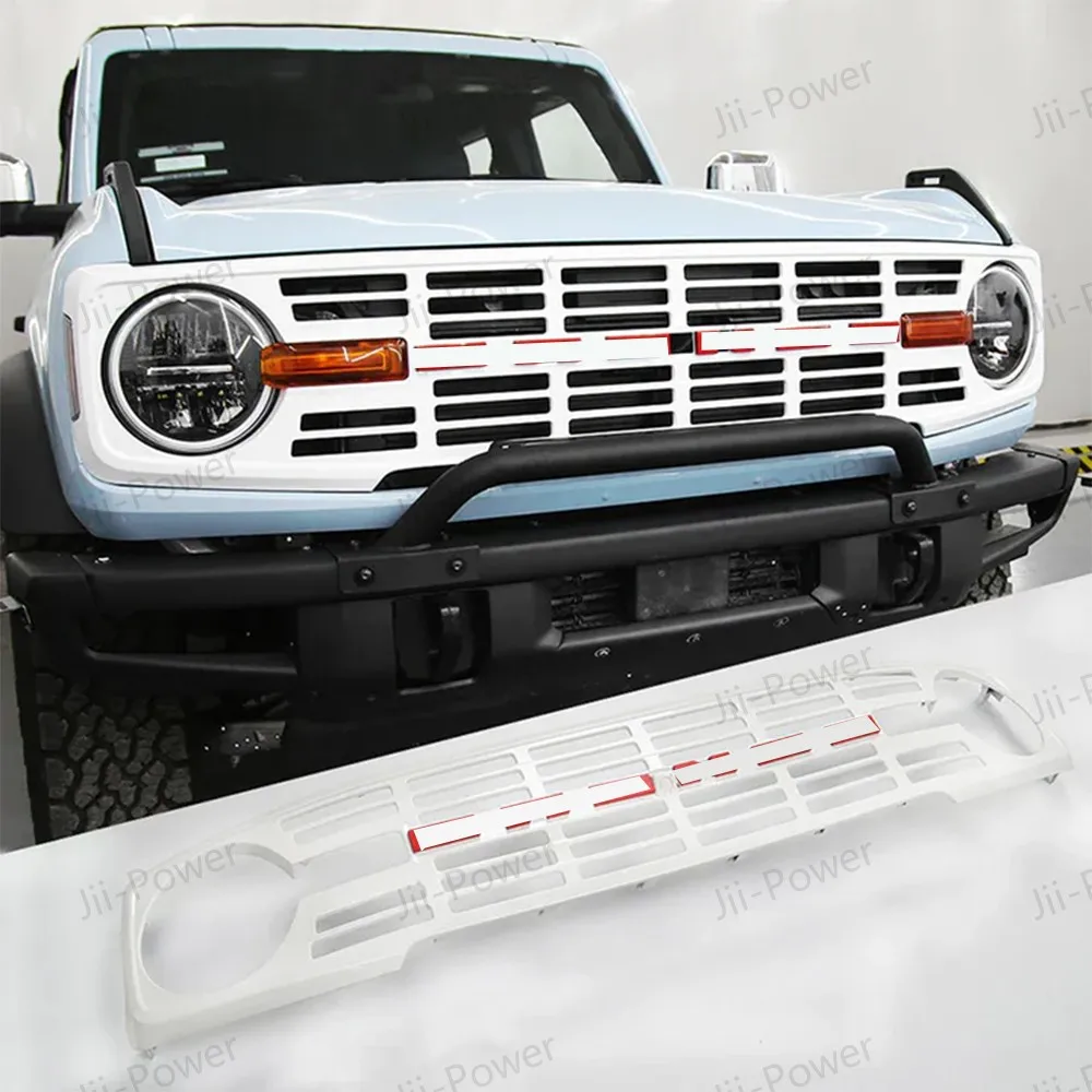 

JiiPower NEW high quality Matte Black ABS Car Mesh Front Grille With LED Yellow Lights for FORD Bronco 2021+ Car Grille