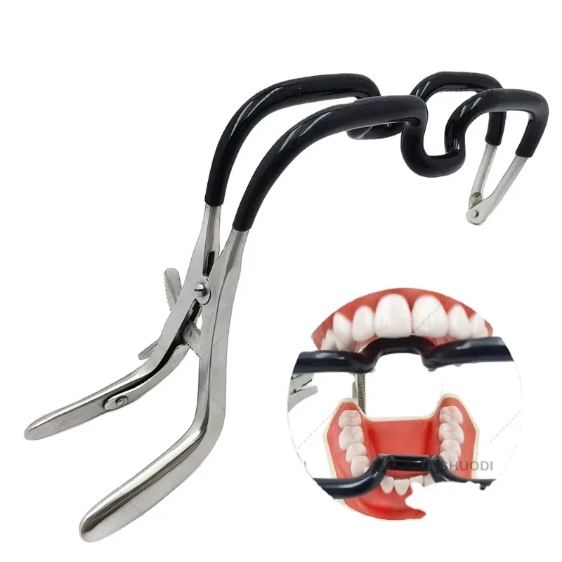 Lab Implant Adjustable Mouth Gag Opener Stainless Steel with Silicone Tube Retractor Tool Retractor Tools