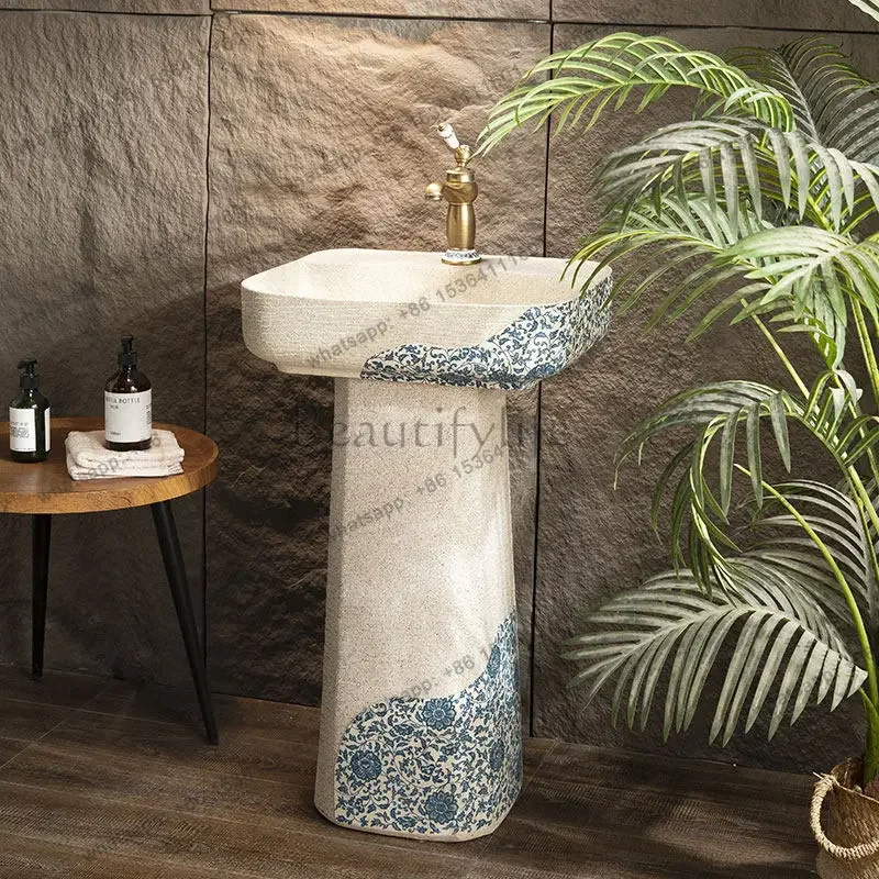 

Retro wash basin column type outdoor integrated floor type