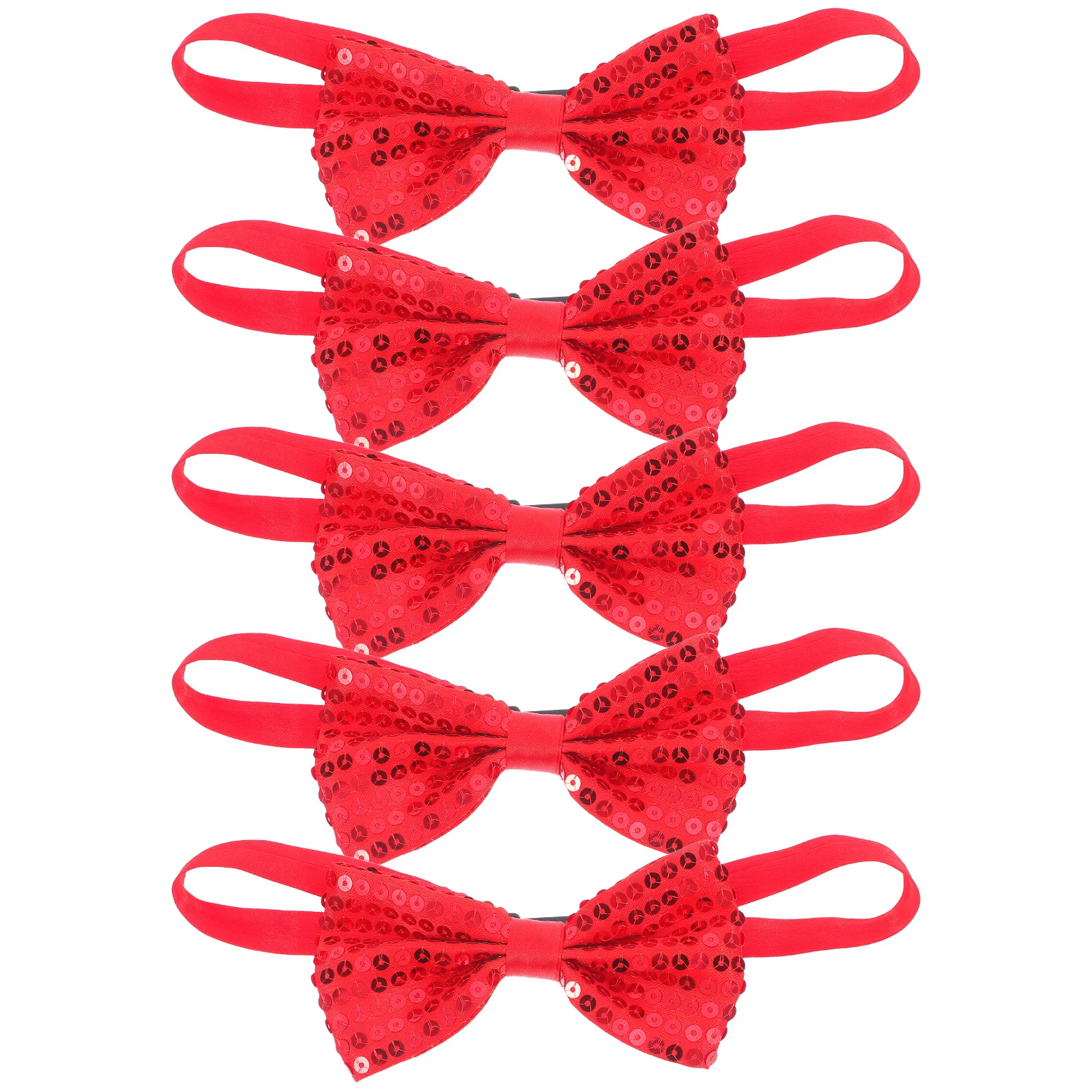 

5pcs Children'S Shiny Sequin Bow Tie Adjustable Glitter Pre-Tied Necktie For Stage Performance Graduation Ceremony Suit
