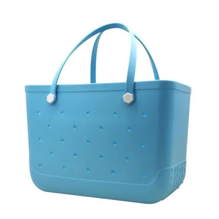 X-Large Waterproof Sandproof Rubber Beach Tote Bag with Zipper Pocket and Phone Kickstand Cup