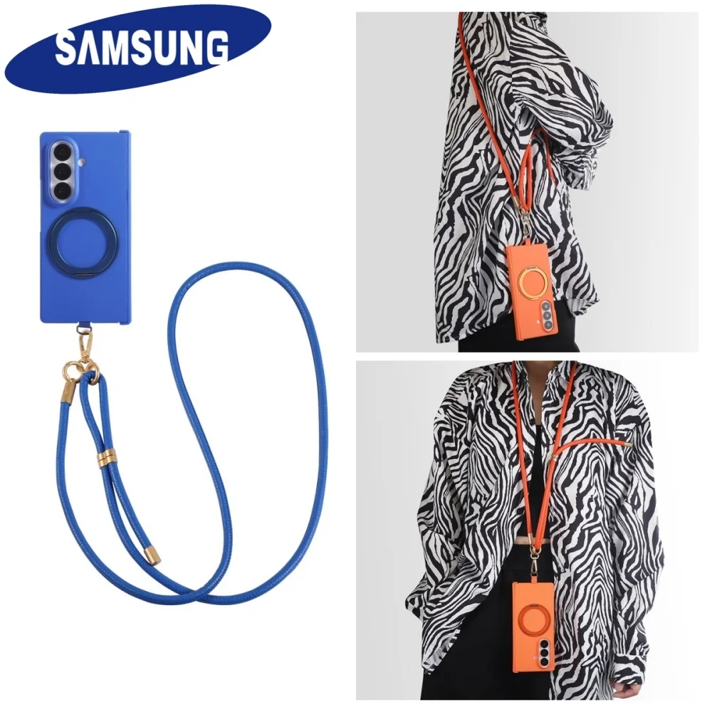 

Luxury Crossbody Lanyard Necklace Strap 360 Bracket Stand Armor Phone Case Samsung Z fold 7 6 5 4 Z Flip 7 6 5 Screen Film Cover