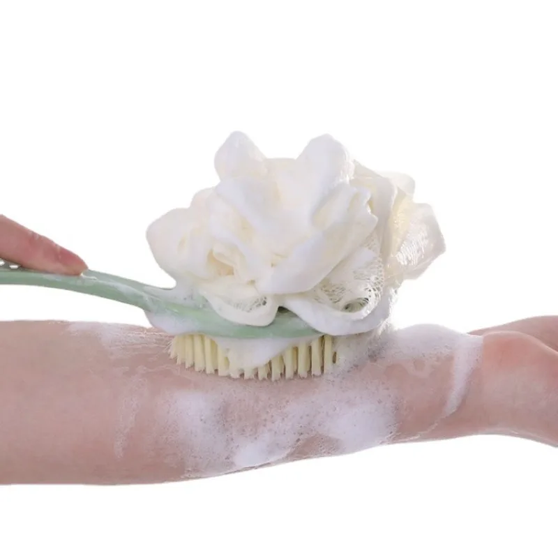 2-in-1 Bath Soft Back Brush Gentle Exfoliating Body Brush Bath Shower Sponge Scrubbing Brush Bathroom Shower Cleaning Tool