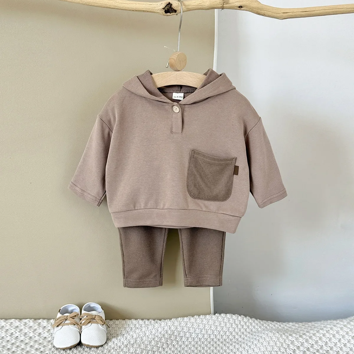 

Toddler Boy Hooded Sweatshirt and Pants Sets 0-3Y Newborn Baby Clothes Casual Outfit with Patch Pocket Baby Boy Fall Clothes