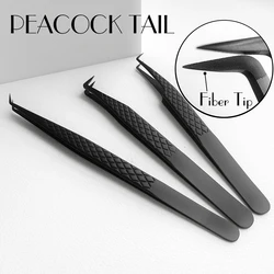 Fibra Ponta Pinça Lash Falso, Extensões de cílios pretos, Perfect Close Tip, Pinça para cílios