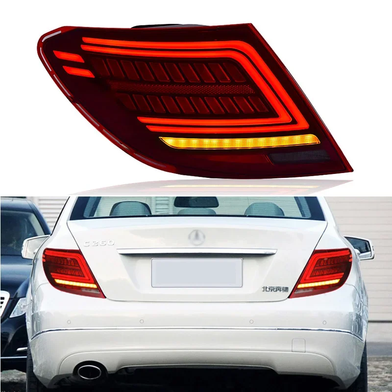 Car LED Tail Light Taillight For Mercedes Benz W204 C200 C250 C300 Rear Fog Lamp + Brake Light + Reverse + Dynamic Turn Signal