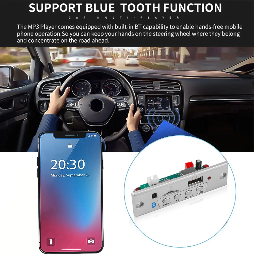 DC 12V Bluetooth 5.0 MP3 Player Decoder Board USB TF Radio AUX Module Car Kit Wireless MP3 Music Player With Remote Control