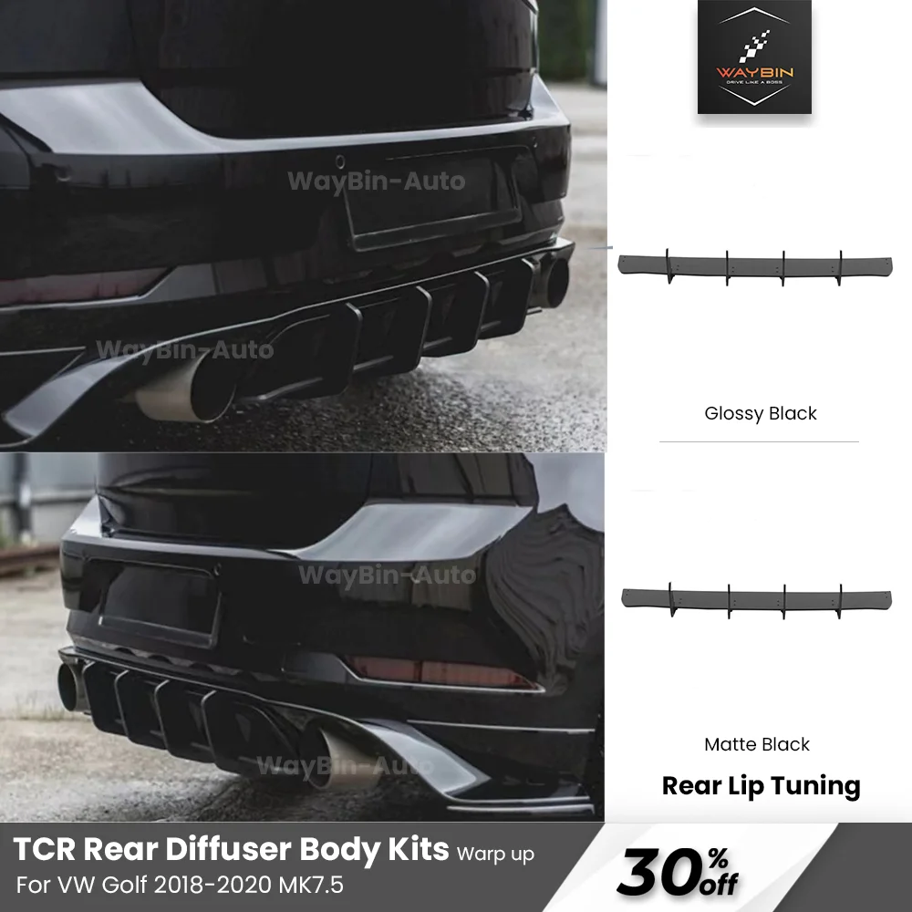 

VW Body Kits For Golf 2018-2020 MK7.5 TCR Rear Diffuser Upgrade Spoiler Glossy Matte Black Bumper Lip Tuning Accessories