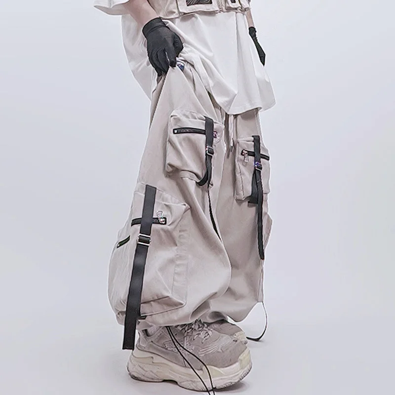 Luzhen original hip-hop streetwear solto multi bolsos decorar calças casuais 2025 americano na moda perna larga calças masculinas jy2952