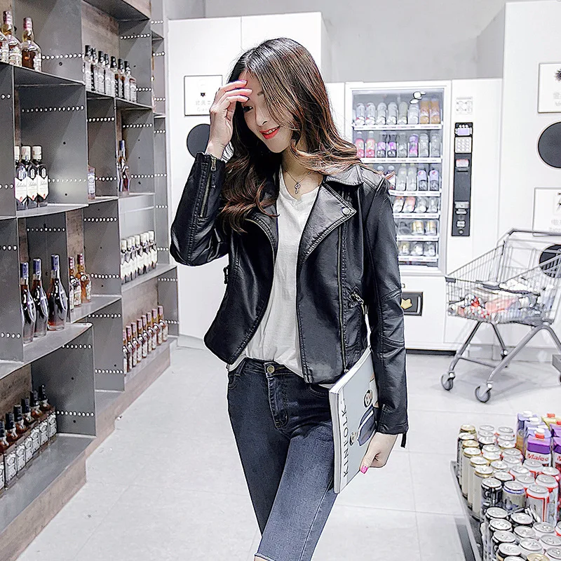 Leather Jacket Women's Short Korean Version Slim Fit Leather Jacket Plus Size Women's Leather Jacket Small Coat Women 2026 New S
