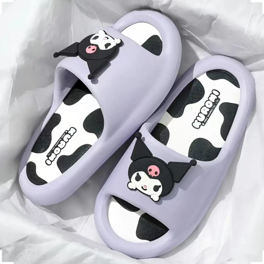 Sanrioed Kuromi Slippers Women Anime Hello Kitty Kawaii Cinnamoroll Summer Shoes Girls Soft Bottom Home Student Cute Slippers