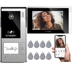 TMEZON-videoportero con WiFi de 4 cables, sistema de intercomunicación con timbre de vídeo 1080P, pantalla táctil IP de 7