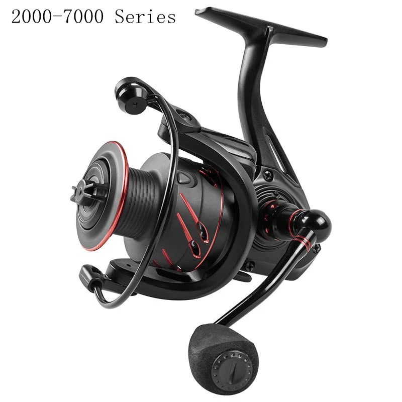 

2000-7000 Series Full Metal Black & Red Spool Spinning Reel 18KG Drag Sea Carp Fishing Wheel Reliable Triple Disc Carbon Fiber