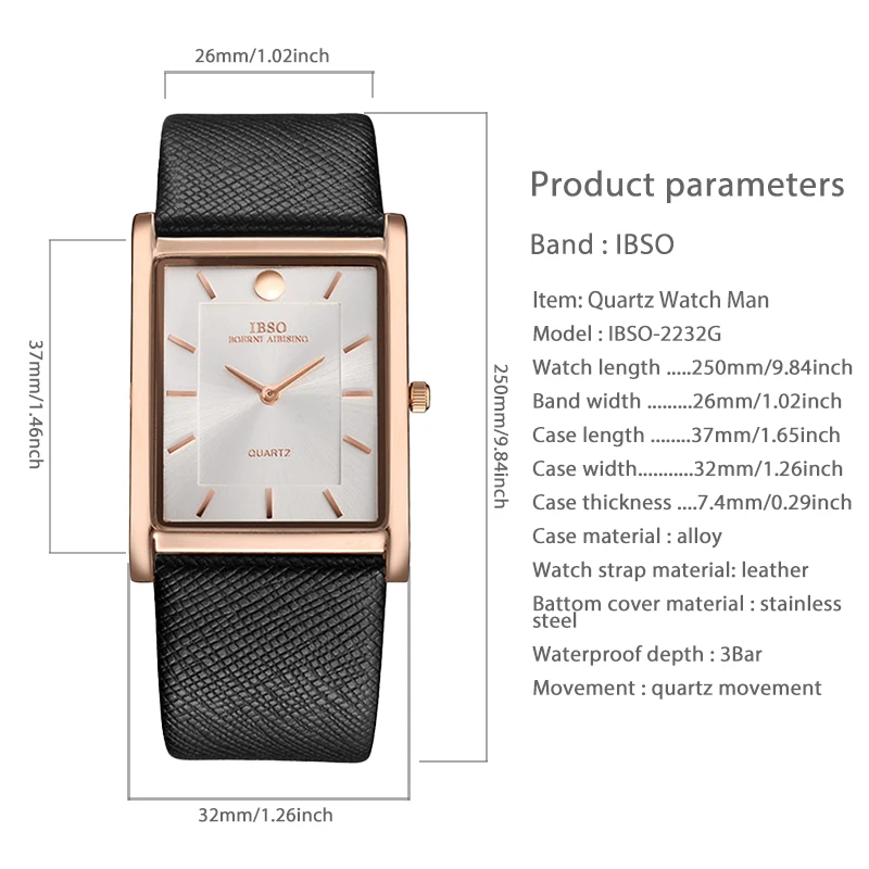 Orologi da polso rettangolari originali maschili grandi marche in pelle impermeabile orologio da polso per ragazzi neri orologi da lavoro di moda abito da uomo,orologio da polso uomo nero,orologio rettangolare