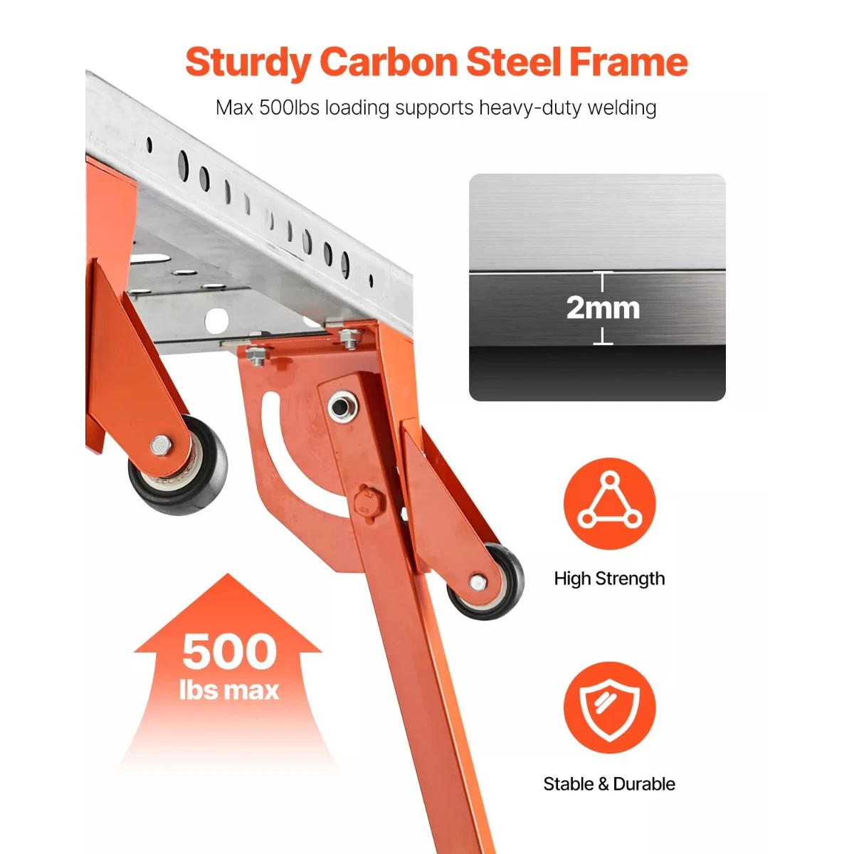 us- Welding table 44 "x 21" 500 lb folding table with 4 level adjustable height -