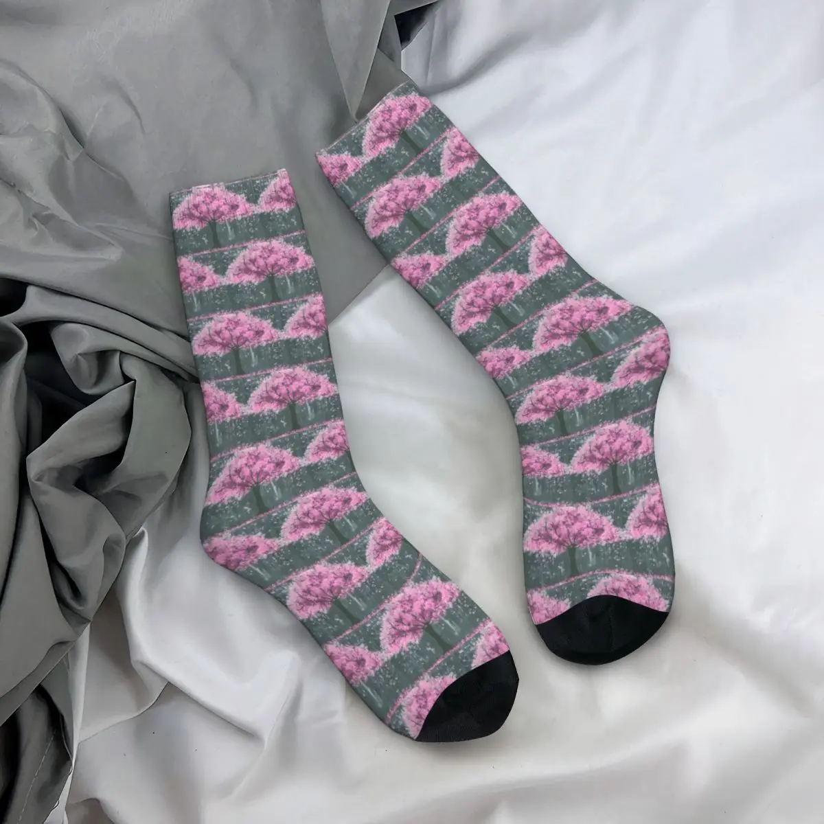 All Seasons Crew Stockings Acrylic Cherry Tree Art By Grandma Ana And Mimi Socks Long Socks for Men Women Birthday Present