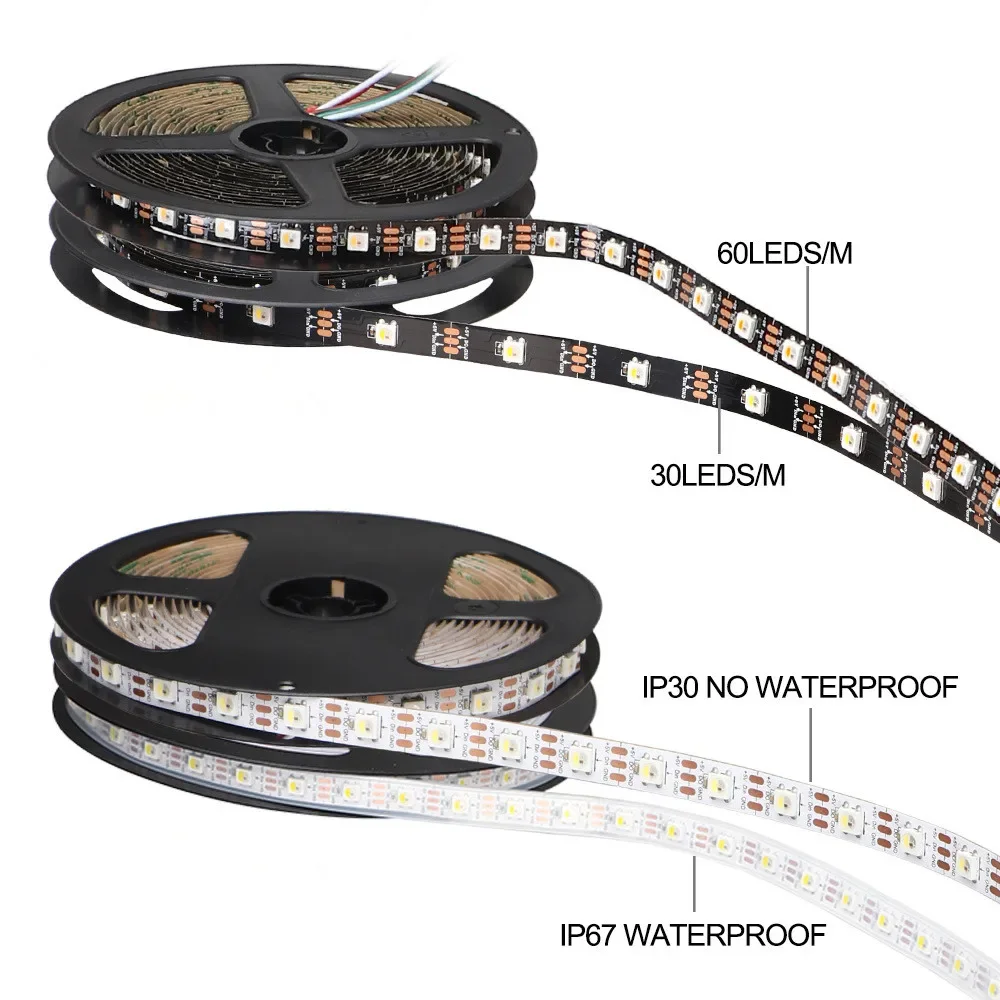 SK6812 RGBW Led Strip Light 4 in 1 Similar WS2812B 1m 4m 5m 30 60 144 LEDs Individual Addressable RGBWW Led Lights IP30 65 67 5V