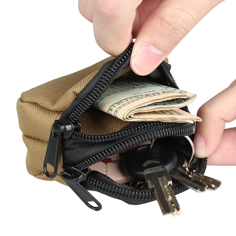 Nylon Doppel-reißverschluss Tasche Geldbörse Männer Taktische Molle Tasche Leichte Outdoor Kleine Karte Halter Schlüssel Lagerung Gürtel Taille Tasche – Detail 7