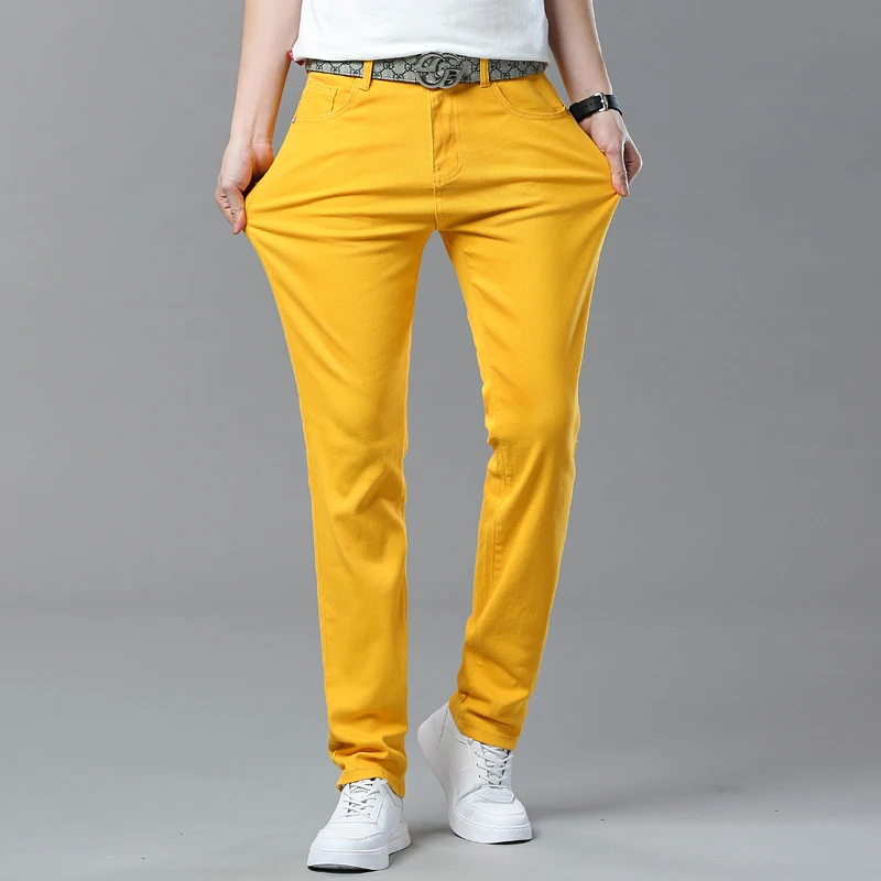 Men's Clothing Business 6 Colors Casual Straight Jeans for Men Fashion Streetwear Washed Soft Elastic Denim Pants  Trousers