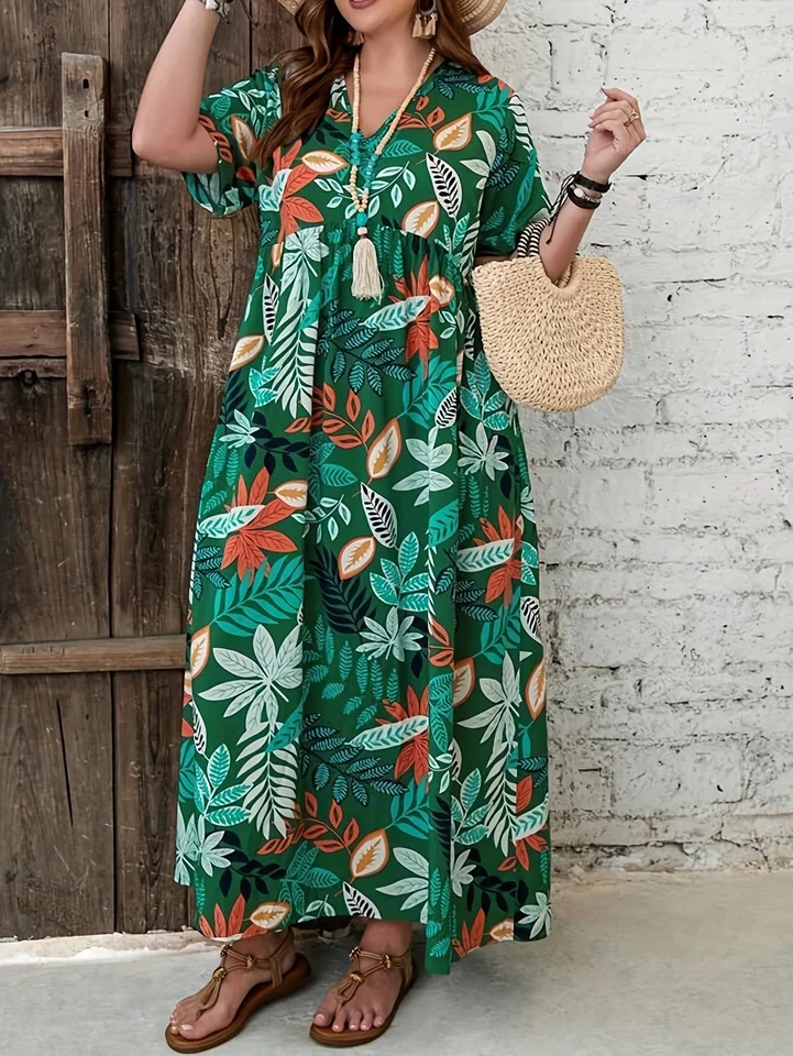 green plus size boho dress SCOMCHIC Women's Plus Size Flowy Maxi Dress Flutter Short Sleeve Boho Dress Square Neck Smocked Formal Dresses for Women Army Green at Amazon Women's Clothing store