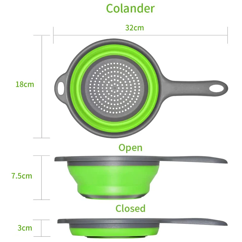 Extendable Kitchen Colander Strainer with Long Handle Collapsible Colander Strainer Vegetable Fruit Flexible Pasta Strainer