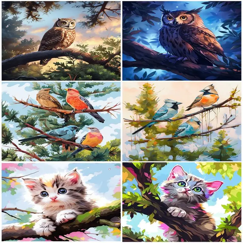 

RUOPOTY Coloring By Numbers Pictures By Numbers Painting By Numbers Owl Animal Picture 40X50 With Frame Painting Decor