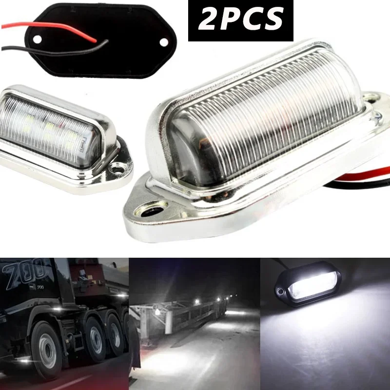 

6 LED Car Truck License Plate Light Universal Truck RV Trailer Waterproof Tail Light Side Lamp Car License Plate Bulb 12-24V